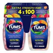 Costco club packs of four bottles with two different flavours labelled as lot 20K311 or lot 20L338. Only individual bottles of TUMS Assorted Berries Extra Strength Tablets labelled as lot 7B3G are affected. (CNW Group/Health Canada)