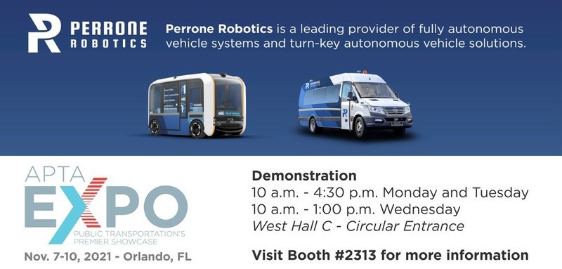 Perrone Robotics to Feature Flagship All-Electric Autonomous Vehicles and New Partnerships at APTA's TRANSform Conference & EXPO - Vimarsana News
