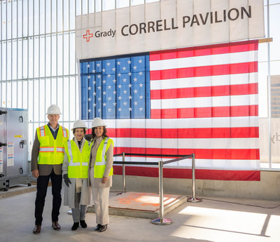 Family members Alston Correll, Ada Lee Correll and Elizabeth Correll Richardson at the Correll Pavilion topping out event.