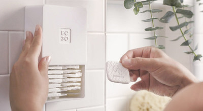 This first-of-its-kind sustainable plastic shower dispenser was brought to market and sold by EC30