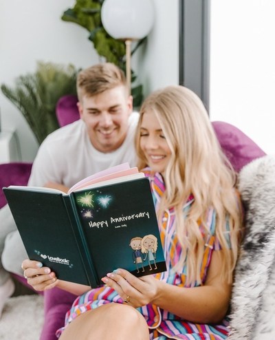 Couple Looks at Anniversary Book