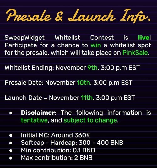 Presale and Launch information