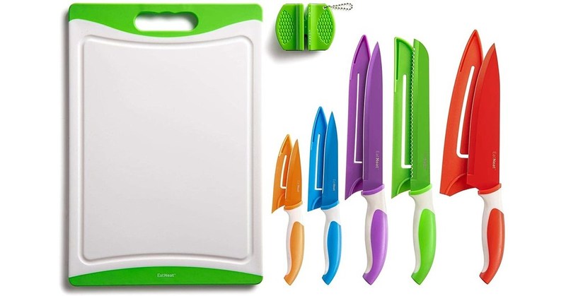 Snow Joe EatNeat Knife Set W Sharpener Cutting Board BDL-A0029