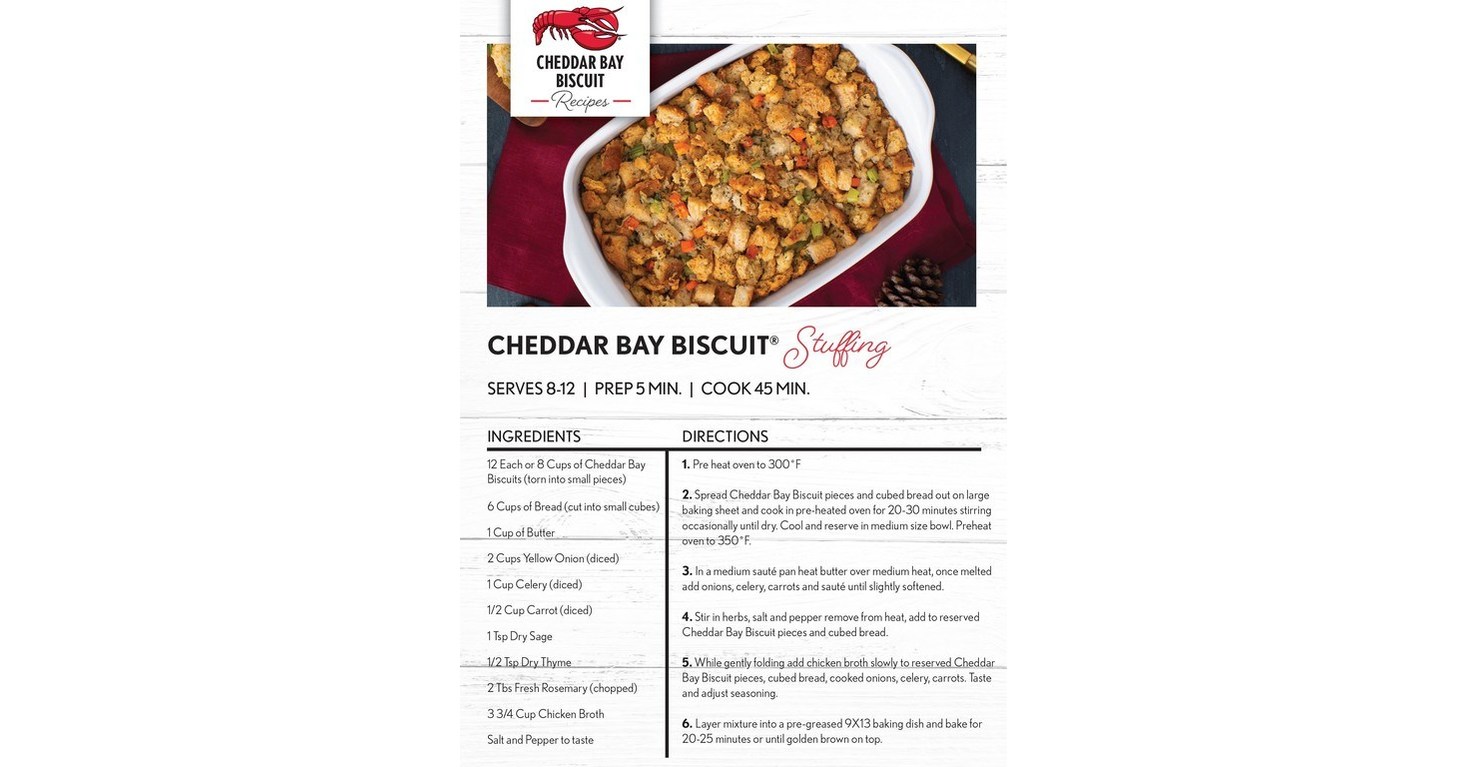 Red Lobster® Releases Cheddar Bay Biscuit® Stuffing Recipe Just in Time