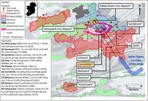 Group Eleven Drills 2.5m of 6.9% Zn, 0.9% Pb and 8.9 g/t Ag at Zone 4 of Carrickittle Prospect; Starts Drilling at NW Extension, PG West Project, Ireland