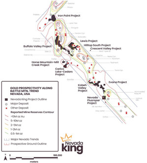 Nevada King Controls Strategic Land Holdings Along Battle Mountain Gold Trend, Nevada