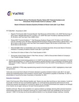 Viatris Reports Strong Third Quarter Results, Raises 2021 Financial Guidance and Announces Virtual Investor Event on January 7, 2022