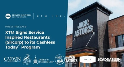 XTM Signs Service Inspired Restaurants (Sircorp) to its Cashless Today™ Program (CNW Group/XTM Inc.)