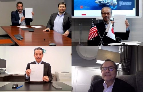 Online Signing Ceremony
(Top left: Cam Hosie CEO and Damian Beauchamp President of 8 Rivers, top right: JX  Hosoi President, bottom left: NOEX USA Tomoeda President, bottom right: Bill Brown Executive Chairperson of 8 Rivers)