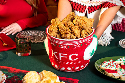 The KFC Finger Lickin’ Chicken Mitten Bucket Hugger is winter’s hottest dining accessory, and starting Nov 9 through Nov 11, anyone who orders a qualifying KFC bucket meal on KFC.com or the KFC app can get a free Finger Lickin’ Chicken Mitten Bucket Hugger, while supplies last.