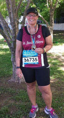 Sue Ellen Henderson is one of the more than 1,300 St. Jude Heroes participating in St. Jude Rock 'n' Roll Series Nashville on Nov. 20, 2021. In her decade of fundraising, she has raised more than $400,000 for the kids of St. Jude Children's Research Hospital.