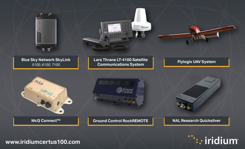 Iridium Certus 100 features products that are small, portable and can be battery powered or integrated as an onboard satcom system for vessels, aircraft and connected vehicles.