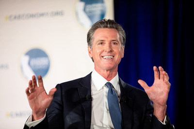 Governor Newsom speaks at the 2021 California Economic Summit hosted by California Forward on Nov. 9, 2021 in Monterey. (Roby Behrens for CA FWD)