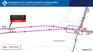 Autoroute 40 (Félix-Leclerc), à L'Assomption et Lavaltrie - Fermetures d'une voie et de bretelles d'entrées dès le 12 novembre