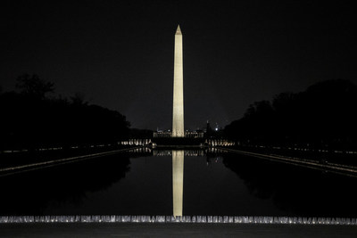Luminaries placed around the Lincoln Memorial reflecting pool by Tunnel to Towers light up the night before Veterans Day. Each luminary represents the life of a service member who died in the line of duty serving in the Global War on Terror.