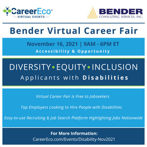 CareerEco and Bender Consulting Services to Host Virtual Career Fair for Jobseekers Living with Disabilities