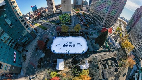 Downtown Detroit Partnership unveils The Rink at Campus Martius Park presented by Visit Detroit for the 2021-2022 season.