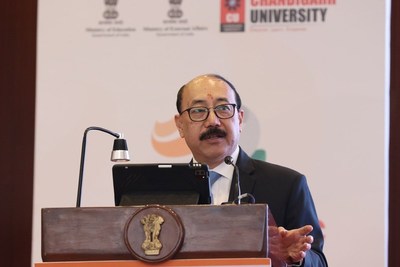 Shri Harsh Vardhan Shringla, Foreign Secretary of India, Ministry of External Affairs Government of India speaking during the Diplomatic Conclave organized by Chandigarh University at New Delhi  