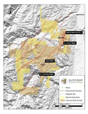 Figure 3. Property map showing more recent claims in yellow. (CNW Group/Outcrop Silver & Gold Corporation)