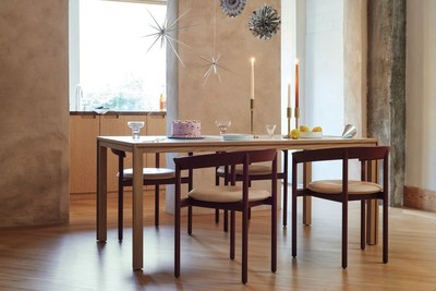 Comma chairs in a dining setting