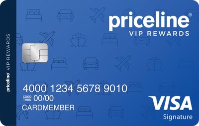 Barclays and Priceline introduce the new Priceline VIP Rewards™ Visa® Card. (Priceline-branded card design.)