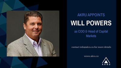 Alternative investment industry veteran Will Powers has joined the company as Chief Operating Officer of AKRU