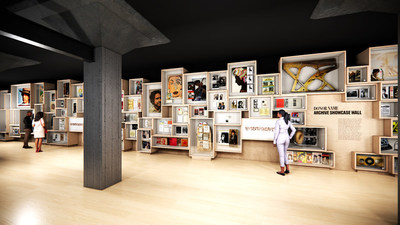 The Archive Wall is a 75-foot-long cabinet of curiosities that houses a rotating, evolving curated display showcasing the depth and breadth of items in the Bob Dylan Archive© collection. The collection includes more than 100,000 items spanning nearly 60 years of Dylans career, from handwritten manuscripts, notebooks and correspondence, to films, videos, artwork, memorabilia and original studio recordings.