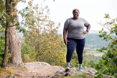 Mirna Valerio on trail with Darn Tough Vermont