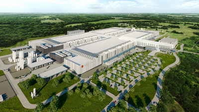 Design concept for Texas Instruments’ new 300-millimeter semiconductor wafer fabs in Sherman, Texas. Construction of the first and second fabs to begin in 2022, with potential for up to four fabs over time.