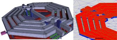 Example of RaptorH’s detailed modelling of an on-silicon radio-frequency coil for highly accurate simulations of electromagnetic interactions