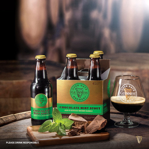 Guinness announces their new Chocolate Mint Stout Aged in Kentucky Bourbon Barrels from the Guinness Open Gate Brewery in Baltimore.