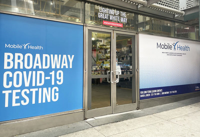 At the New 42 Studios location, Mobile Health displays a new sign, “Lighting Up the Great White Way,” to signal their commitment to forward the artistry, culture, and long-time traditions that can only be found in New York City.