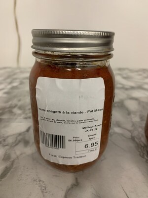 Avis de ne pas consommer de la sauce à spaghetti conditionnée dans des pots en verre et fabriquée par l'entreprise Traiteur Flash Express