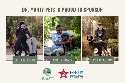 Dr. Marty Pets celebrates their partnership with Freedom Service Dogs of America, a non-profit partnering people with support dogs