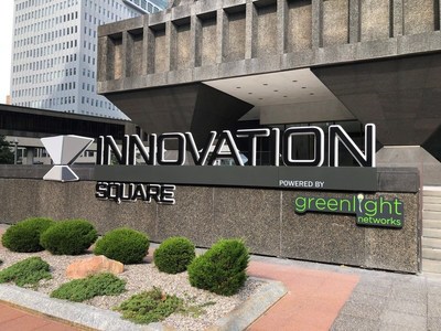 Day view of gateway sign at Innovation Square at 100 S. Clinton Ave., Rochester, NY.