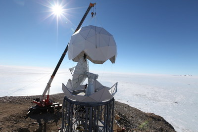 ESSCO radome being installed as part of an antenna system in McMurdo, Antartica.