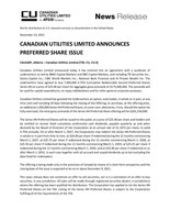 Canadian Utilities Limited Announces Preferred Share Issue
