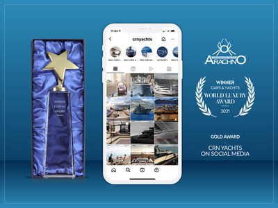 Arachno wins the Gold Trophy at the World Luxury Award for the creative excellence and innovative impact of CRN Yachts' social-media presence.