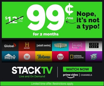STACKTV UNLOCKS ITS BIGGEST BLACK FRIDAY DEAL YET, AVAILABLE NOW FOR 99 CENTS PER MONTH FOR TWO MONTHS (CNW Group/Corus Entertainment Inc.)