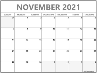 Premade November 2021 calendar