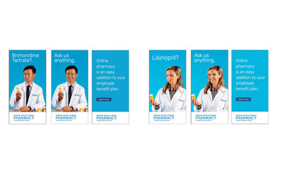 Ads from the Express Scripts Canada Pharmacy marketing awareness campaign, promoting their online pharmacy with Canadian employers. (CNW Group/Express Scripts Canada)