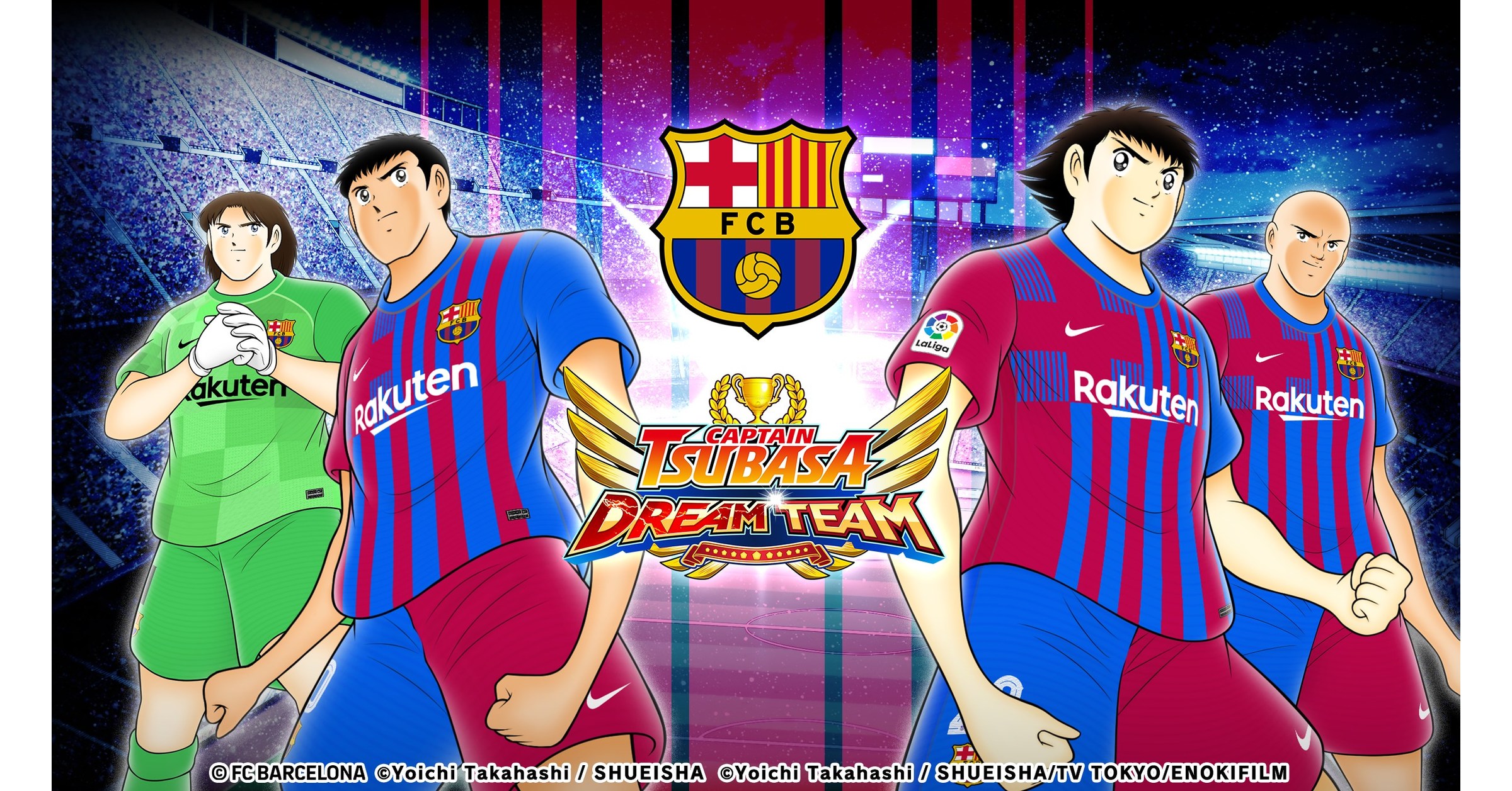 Captain Tsubasa Dream Team Worldwide 4th Anniversary Official Fc Barcelona Uniforms Debut In Game