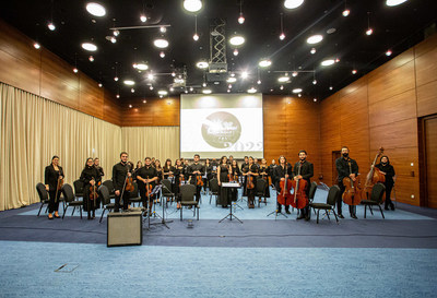 Members of the Pan-Caucasian Youth Orchestra perform at the Tsinandali Estate in Georgia during an event hosted by international embassies in support of the orchestra's peace-building mission.