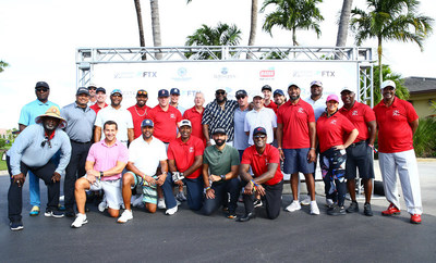 The celebrity golf captains take a group photo ahead of the shotgun start at the Rookery at Marco golf course (Marco Island, FL).