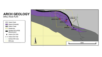 Figure 5: Plan map with TDEM loop and survey lines (CNW Group/Nickel Creek Platinum Corp.)