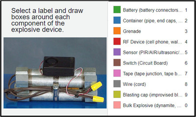 Community EOD Data Hub graphical user interface concept will enable users to label IED components.
