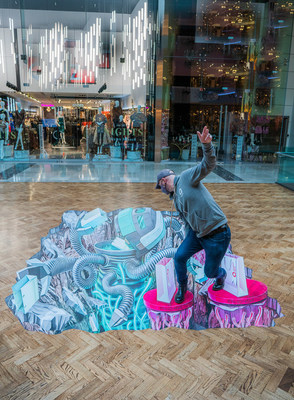 Big tech and retail collide at Westfield in art by Quantum Metric.