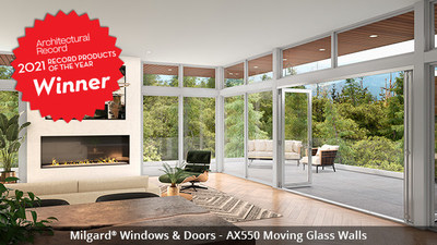 AX550 Moving Glass Walls by Milgard Windows & Doors received the 2021 Product of the Year award from Architectural Record