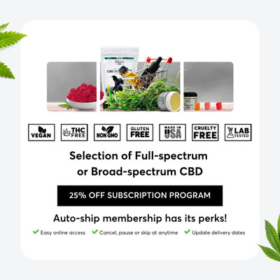 It's easy to sign up for the CBD auto-ship program and start saving money today. Simply select the "Subscribe & Save" button on any of the products you are looking to purchase. Then, choose the frequency of how many times you would like the shipment.