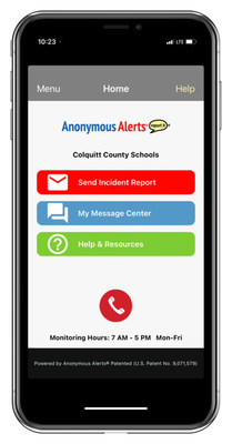 Anonymous Alerts mobile application screenshot.